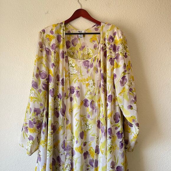 Vintage green‎ and purple floral 2 piece dress and jacket set size 3x - Picture 2 of 7